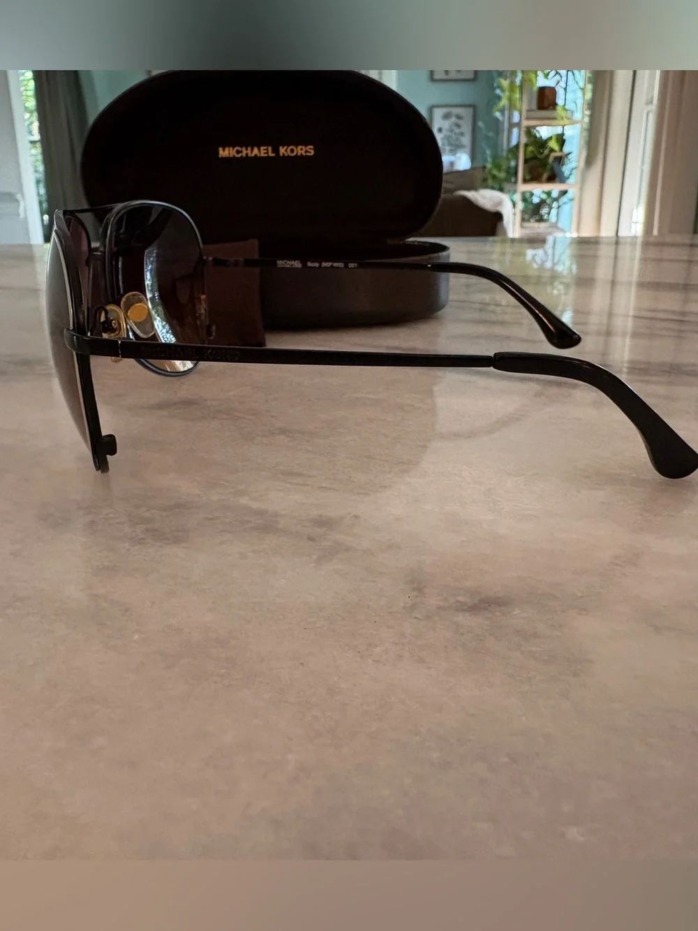 Michael Kors Black and Gold Aviator Sunglasses